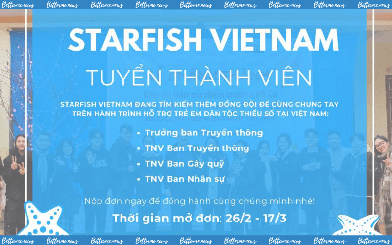 img of Câu Lạc Bộ Starfish Vietnam Chính Thức Mở Đơn Tuyển Thành Viên Đợt 2